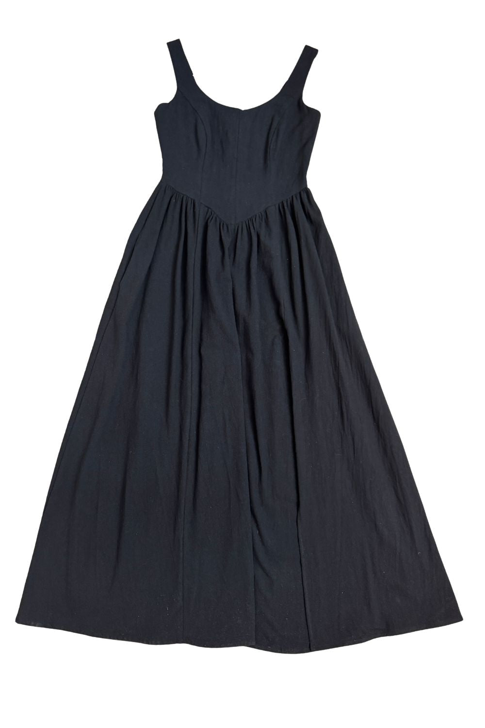 Long Agnes dress in Black Cotton