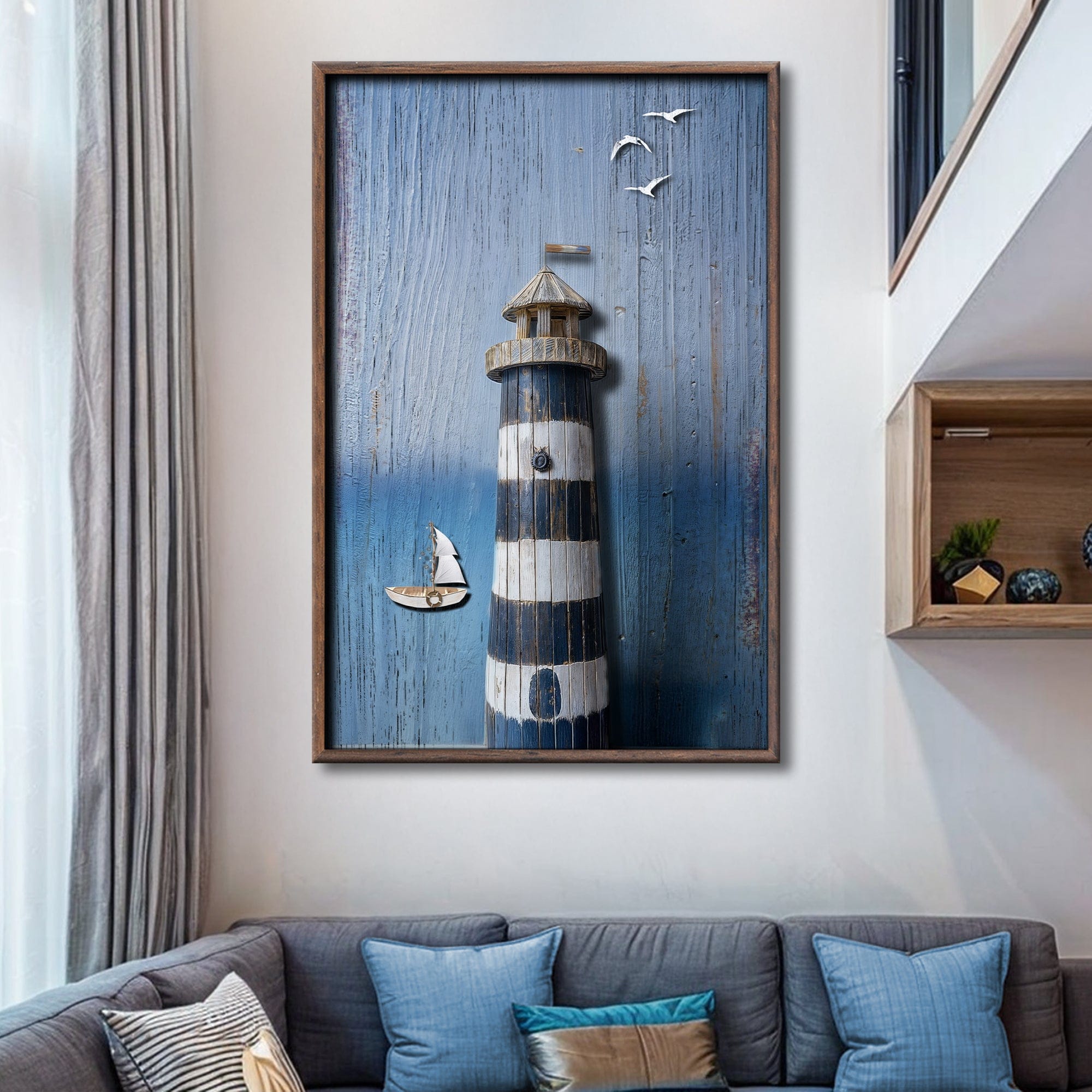 Tailored Canvases Canvas Wooden Lighthouse Coastal Wall Art III