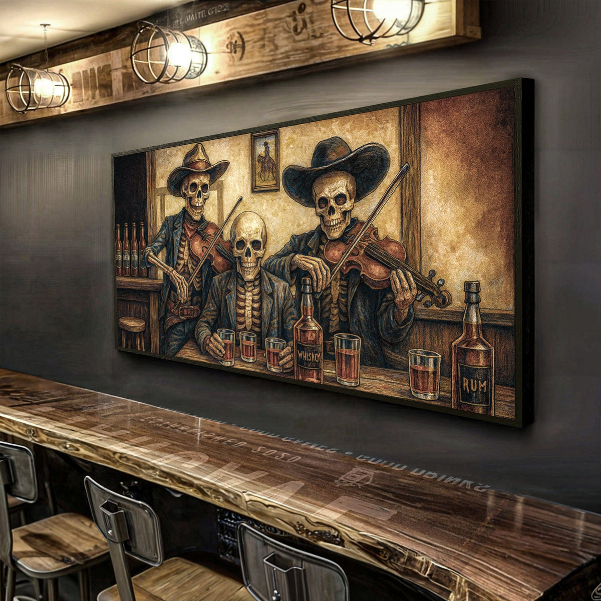 Tailored Canvases Canvas Cowboy Skeletons Western Bar Wall Art