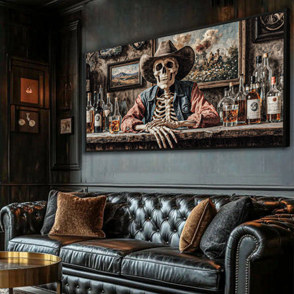 Tailored Canvases Canvas Skeleton Cowboy Barman At Western Saloon Wall Art