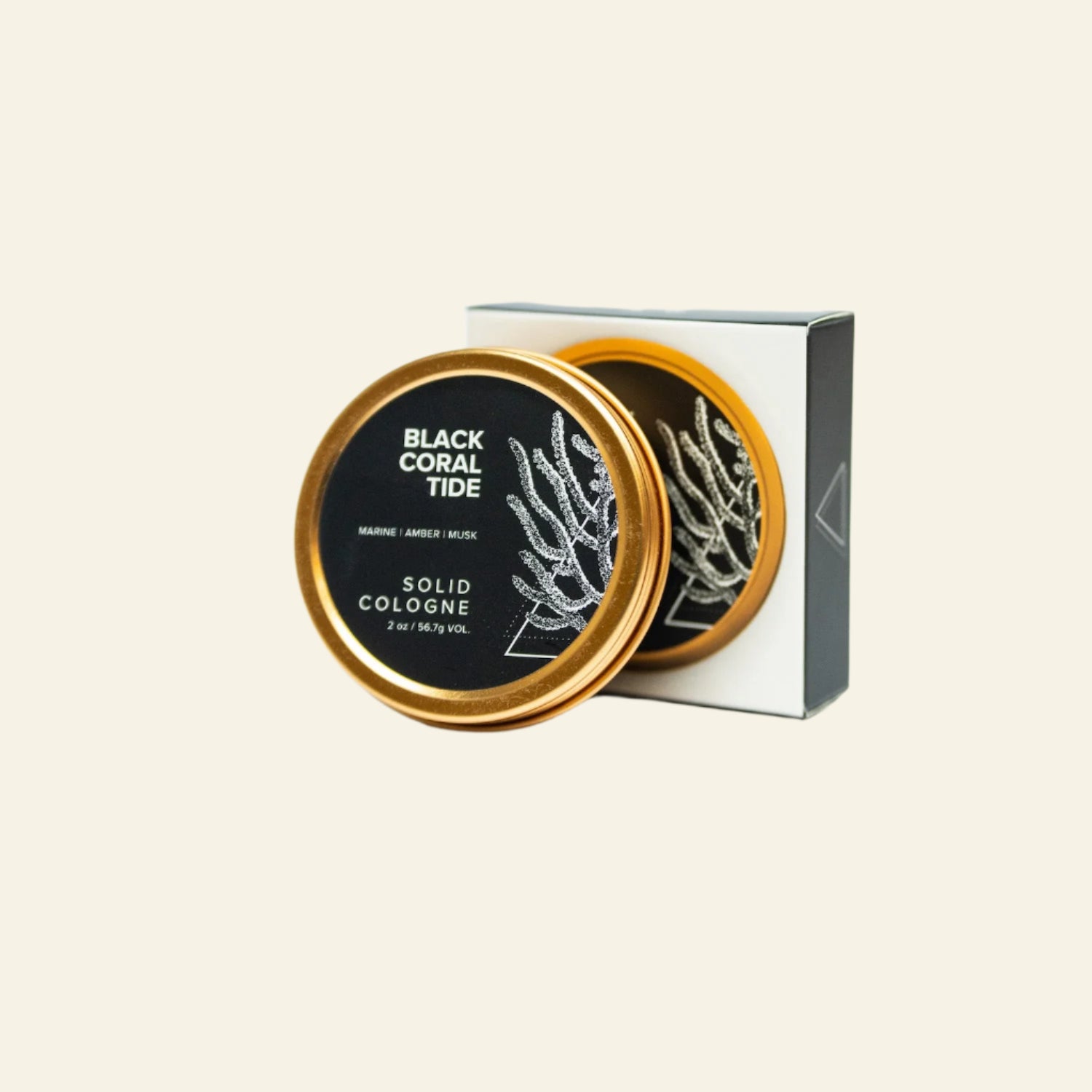 Two solid cologne containers with &