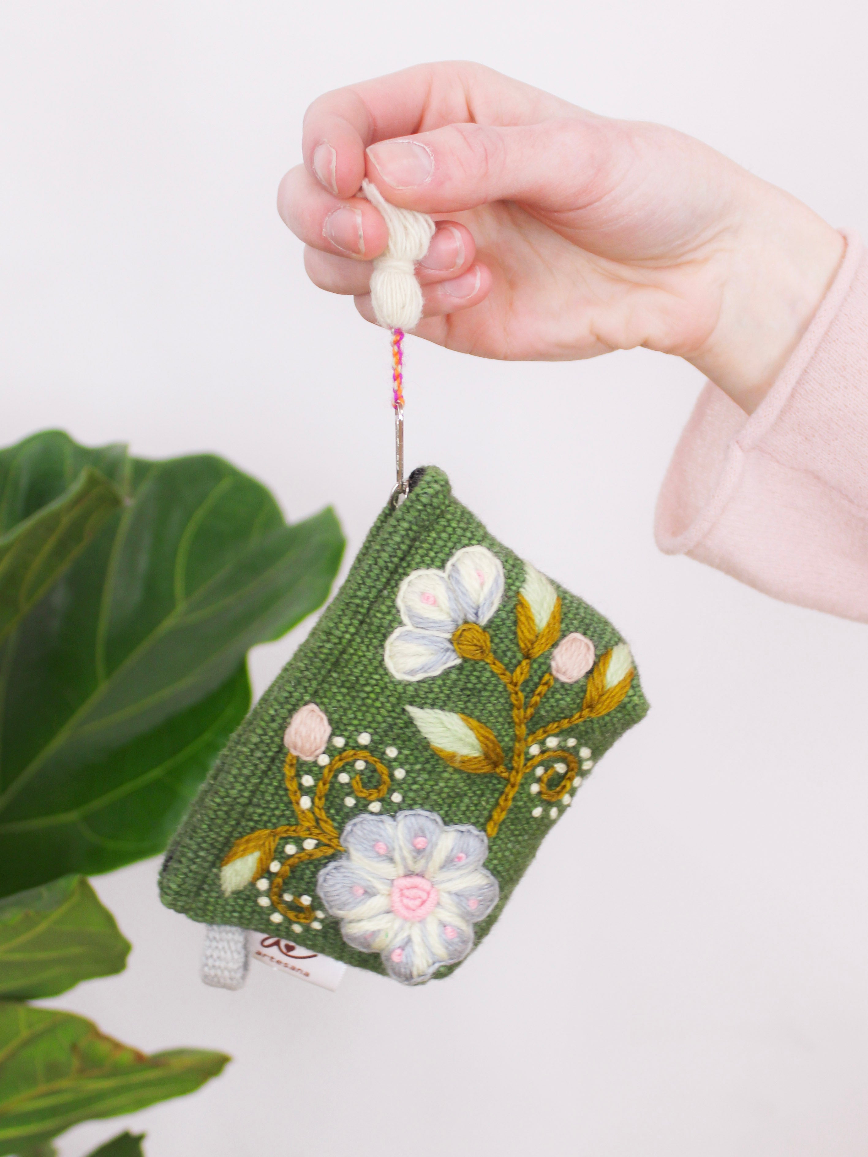 Sunset Floral Embroidered Coin Purse - My American Goods