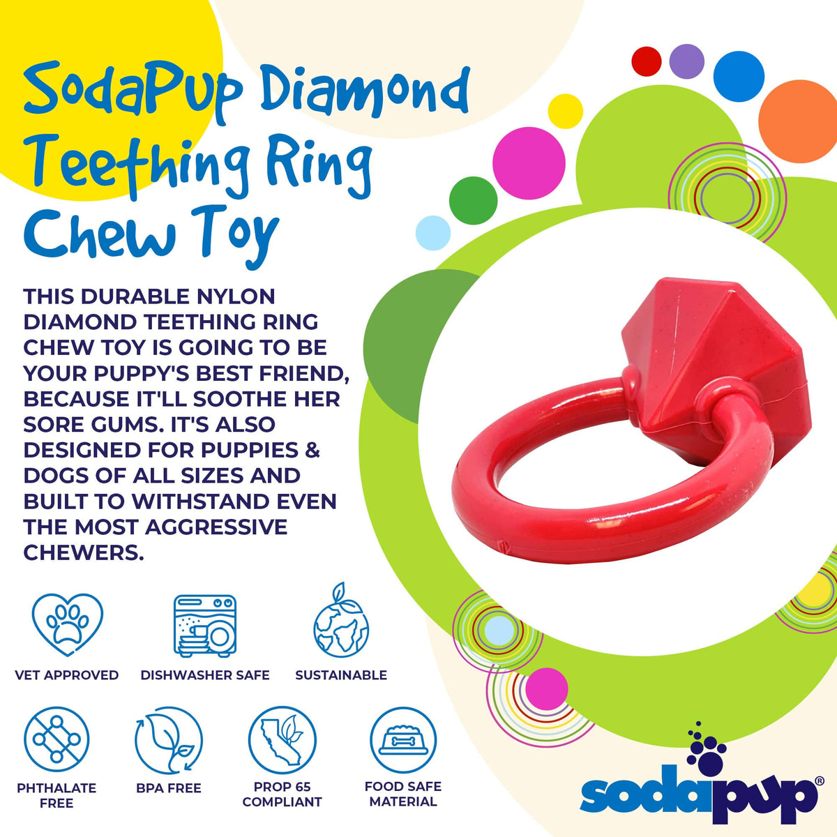 Diamond Ring Nylon Teething Ring for Puppies | Durable &amp; USA Made