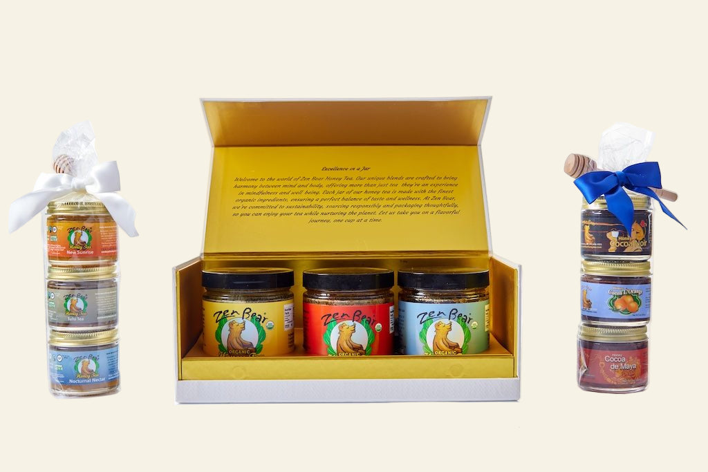 3-Flavor Honey Tea Mini Assortment – Organic Wellness Gift Set (3 x 3 oz)