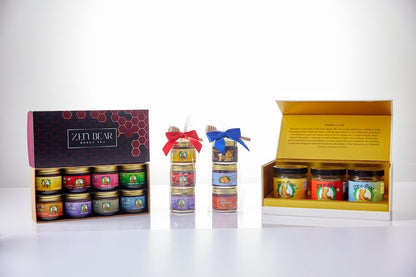 3-Flavor Honey Tea Mini Assortment – Organic Wellness Gift Set (3 x 3 oz)