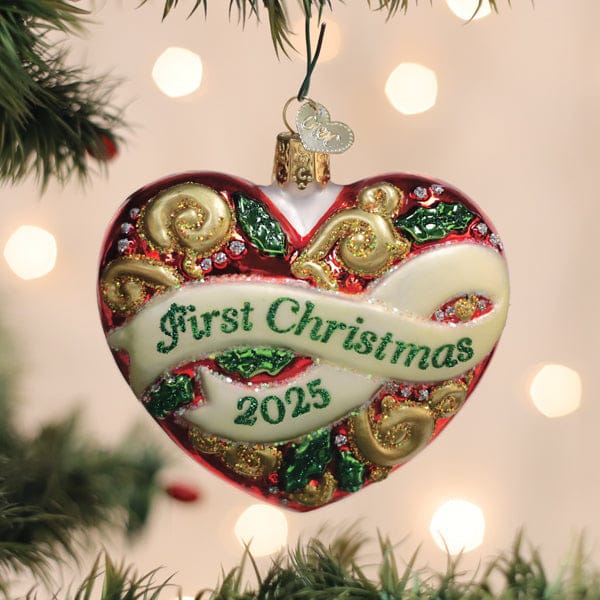 Old World Christmas 3.5 X 3.5 X 1.5 / 30072 2025 First Christmas Heart Ornament