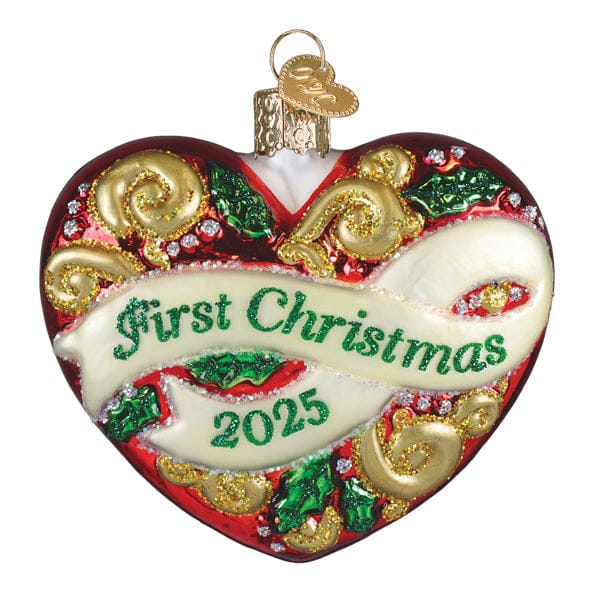 Old World Christmas 3.5 X 3.5 X 1.5 / 30072 2025 First Christmas Heart Ornament
