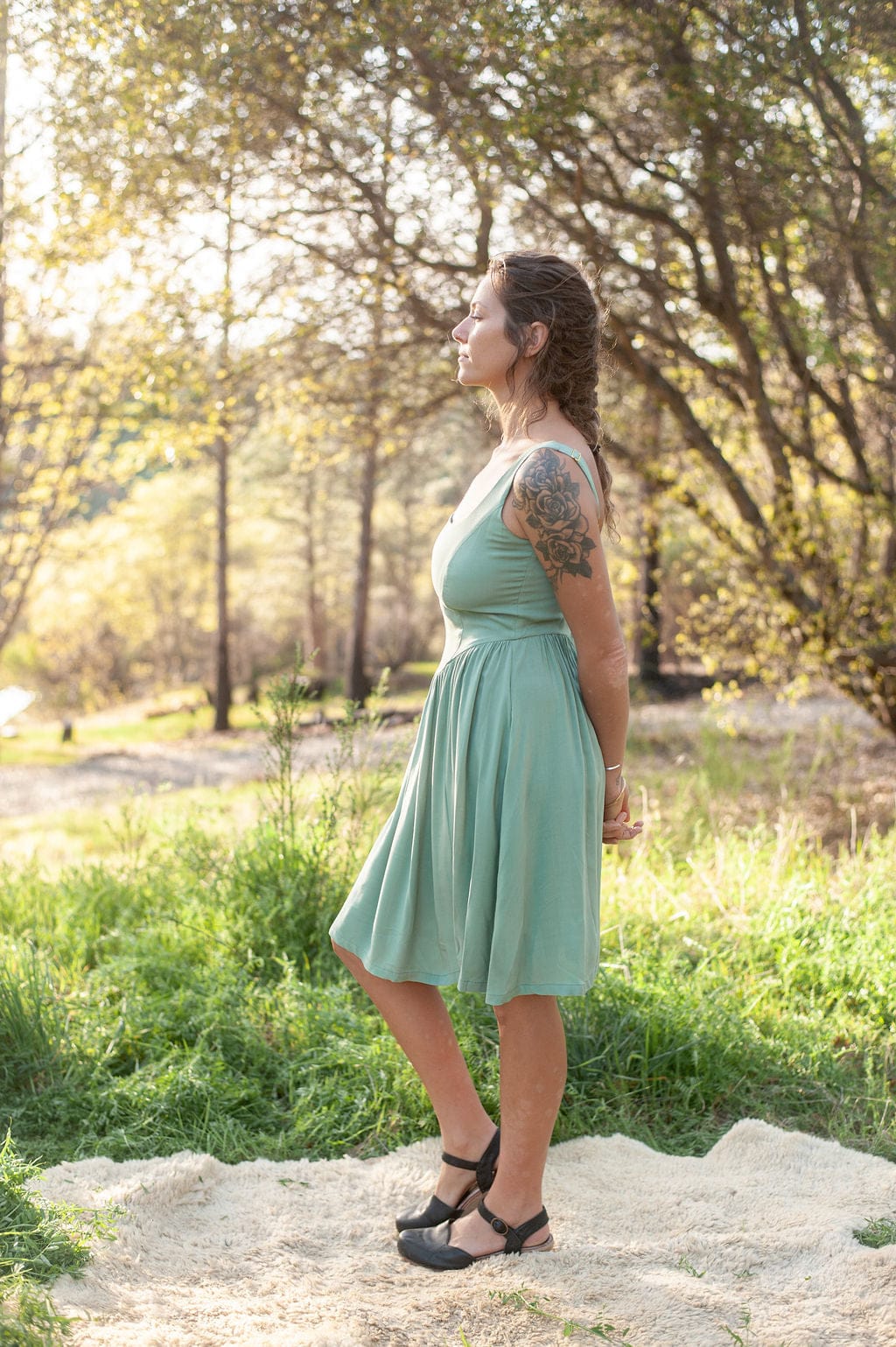 Field Day Dress Agnes dress in Sage Challis