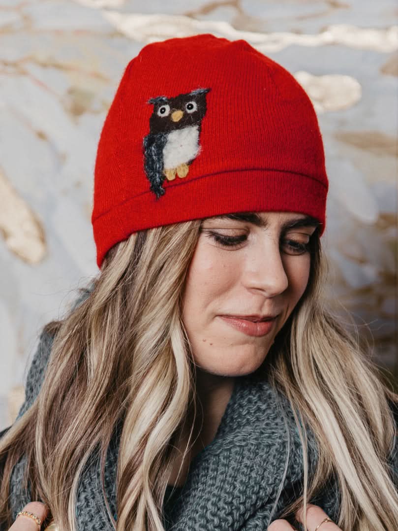 Ash &amp; Rose hat Red Owl Cashmere Hat - Adult/Big Kid
