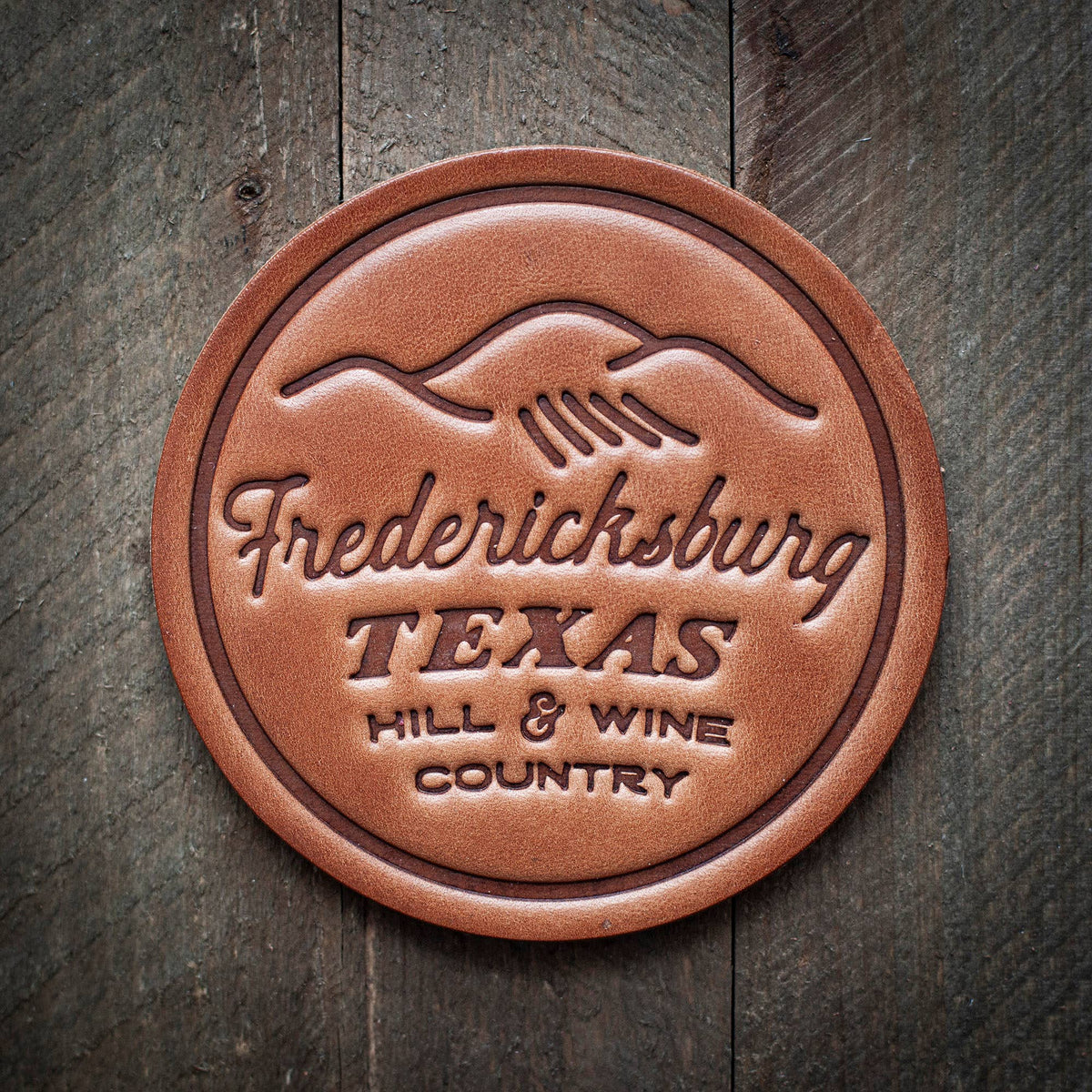 Fredericksburg Texas Hill &amp; Wine Country Leather Coaster
