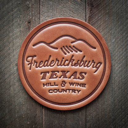 Fredericksburg Texas Hill &amp; Wine Country Leather Coaster