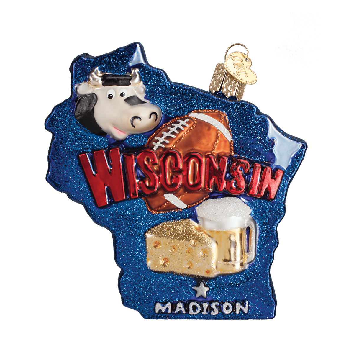 Old World Christmas 4.25 X 4 X 1 / 36167 State Of Wisconsin Ornament