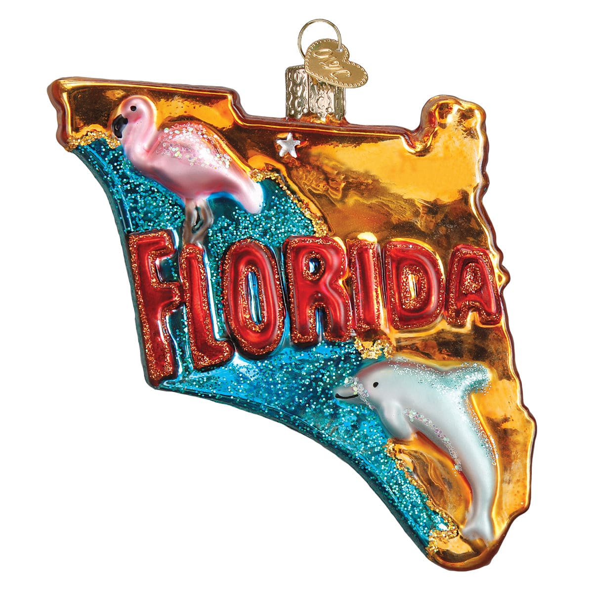 Old World Christmas 4 X 4 X 1 / 36198 State Of Florida Ornament