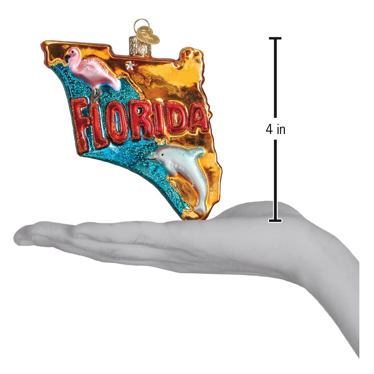 Old World Christmas 4 X 4 X 1 / 36198 State Of Florida Ornament