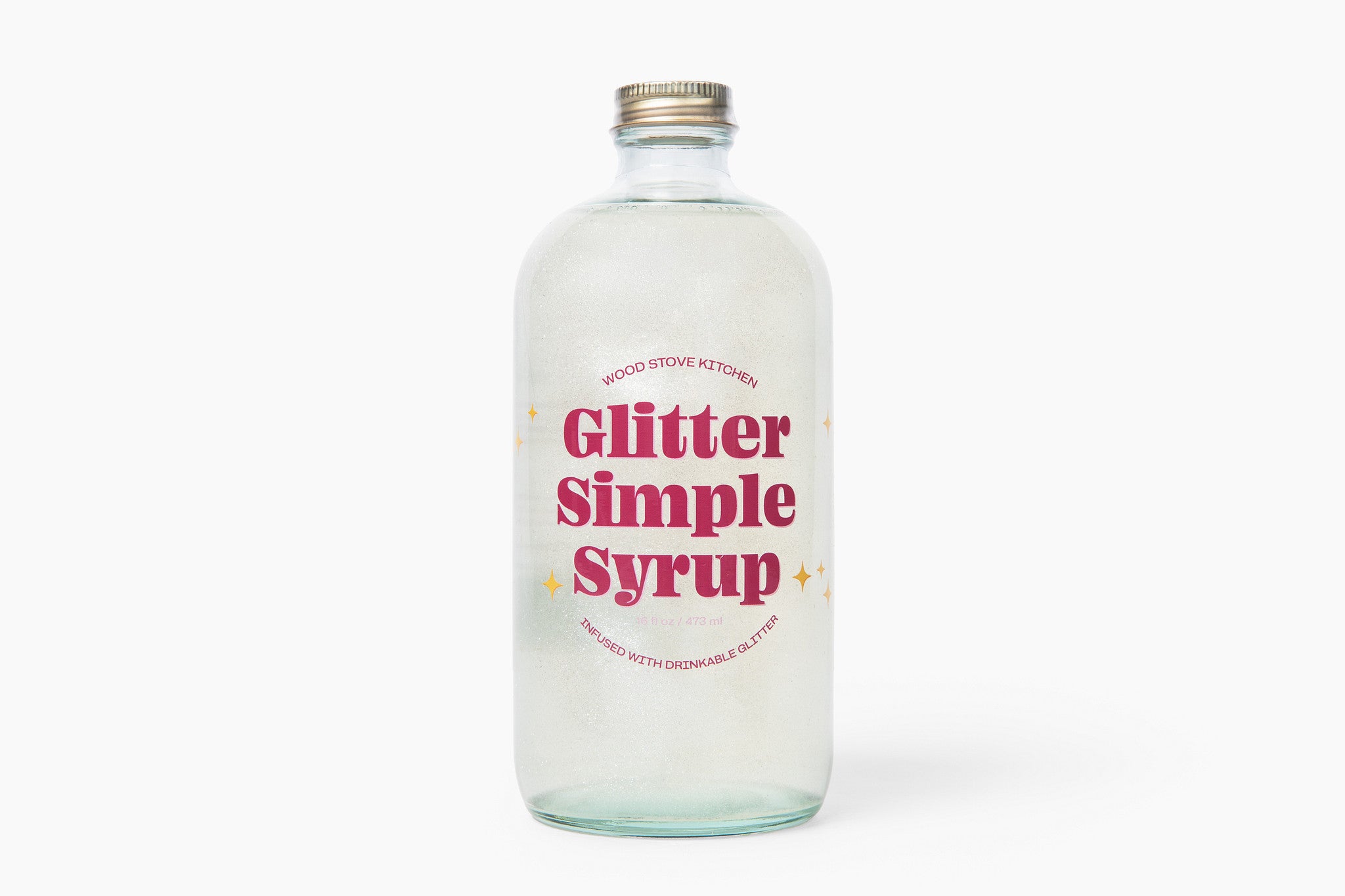 Wood Stove Kitchen Cocktail and Drink Mixers Glitter Simple Syrup, 16 fl oz