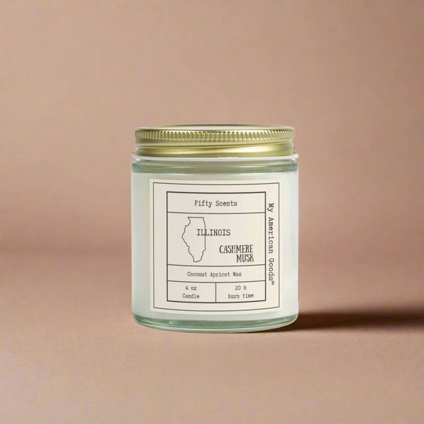Illinois - Coconut Apricot Scented Candle | Cashmere Musk Aroma | Home Fragrance - My American Goods