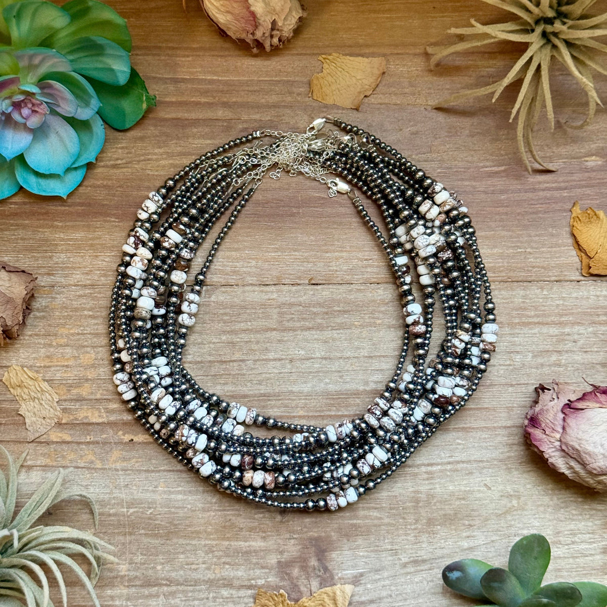 Wild Horse &amp; Sterling Silver Pearl Necklace