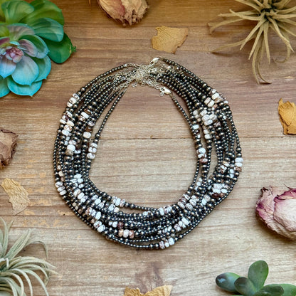 Wild Horse &amp; Sterling Silver Pearl Necklace