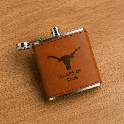 Texas Longhorns Leather Flask