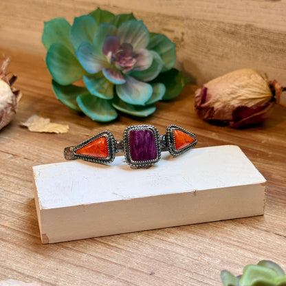 MJ Purple &amp; Red Spiny Oyster Sterling Silver Cuff
