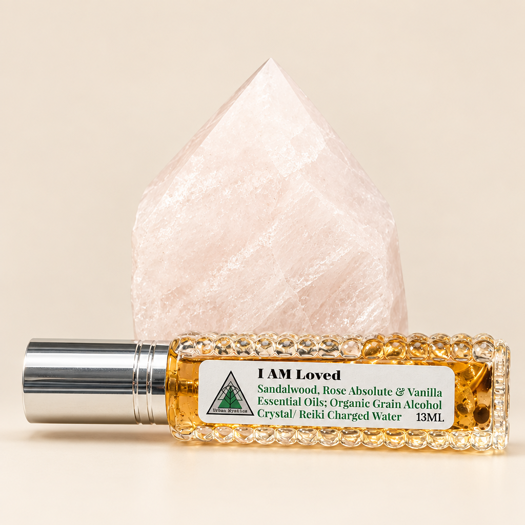 Small bottle of essential oil blend labeled &