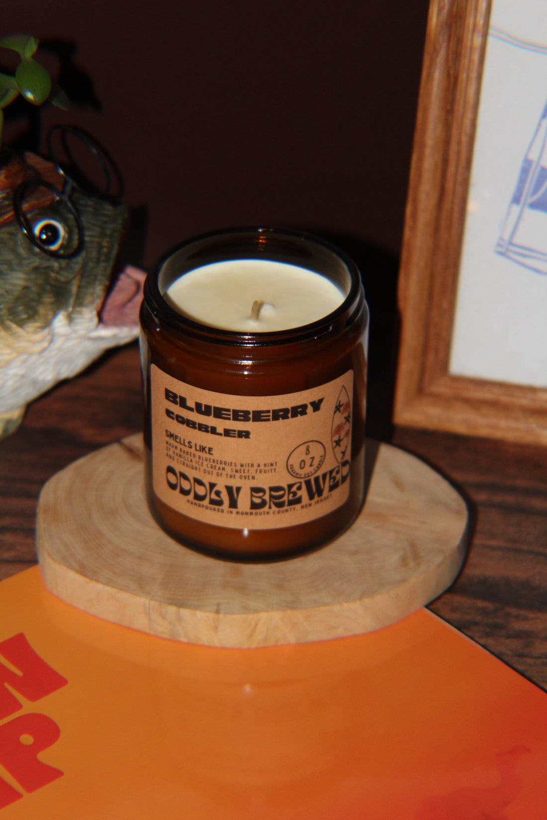 Oddly Brewed Candles Amber 8oz Blueberry Cobbler Soy Candle