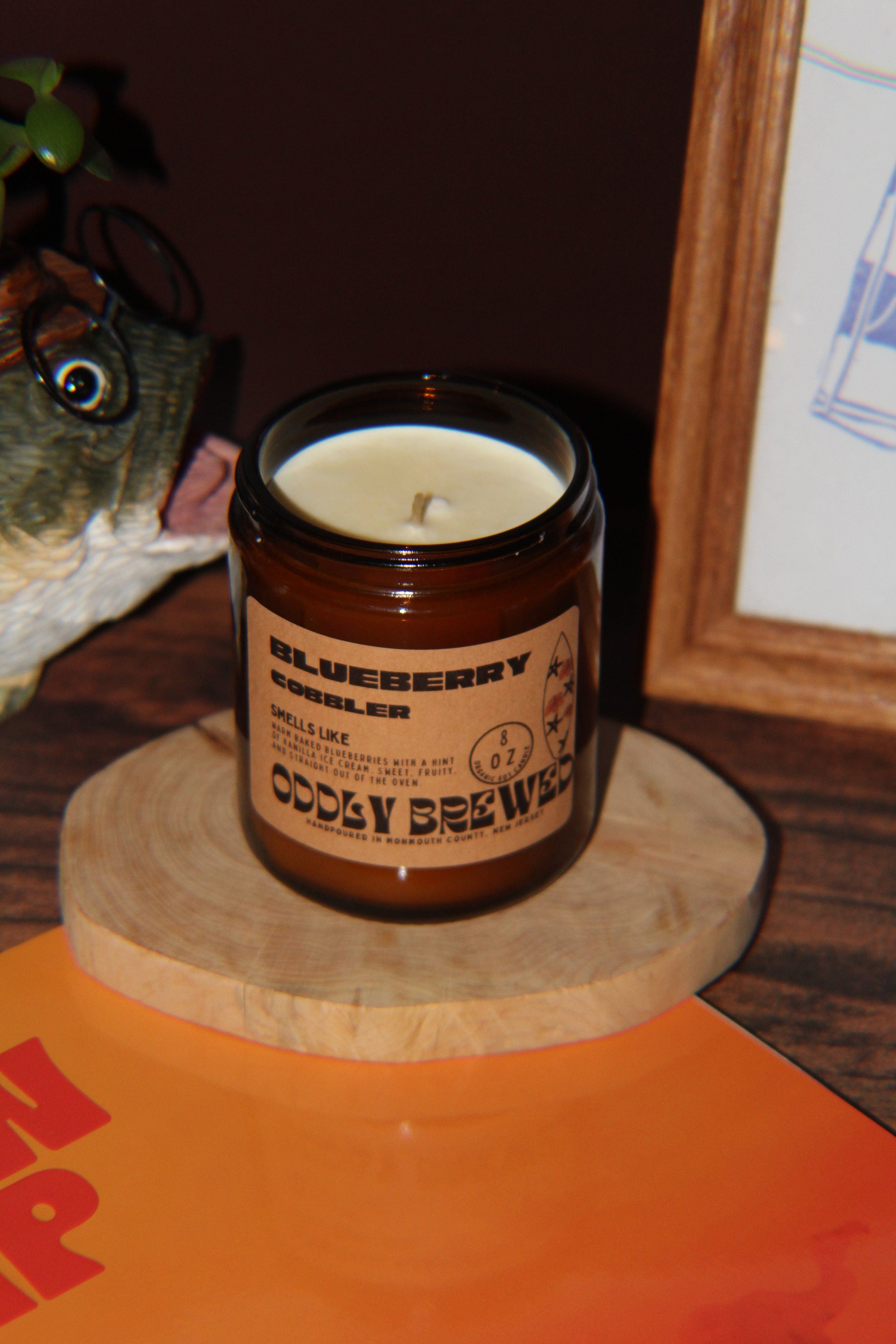 Oddly Brewed Candles Amber 8oz Blueberry Cobbler Soy Candle