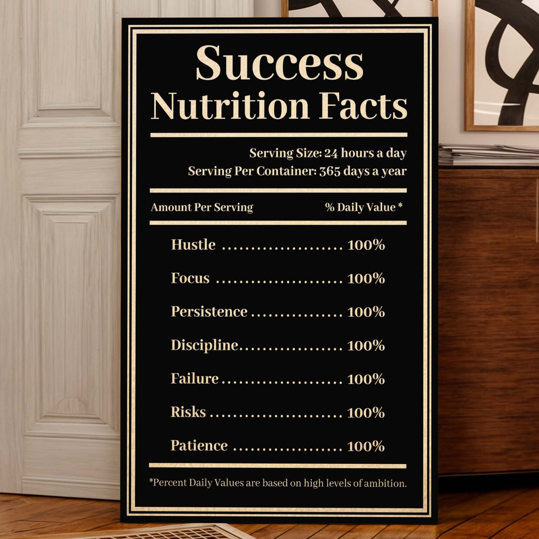 Tailored Canvases Canvas 18x12 inch Medium Premium Gallery Wrapped Ingredients For Success Motivational Wall Sign