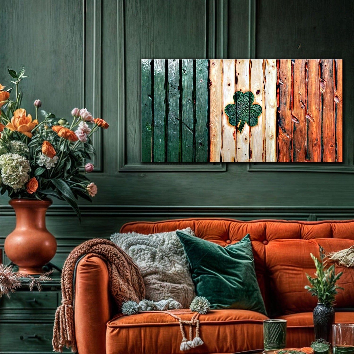 Tailored Canvases Canvas Irish Shamrock Glory Wooden Flag Wall Art