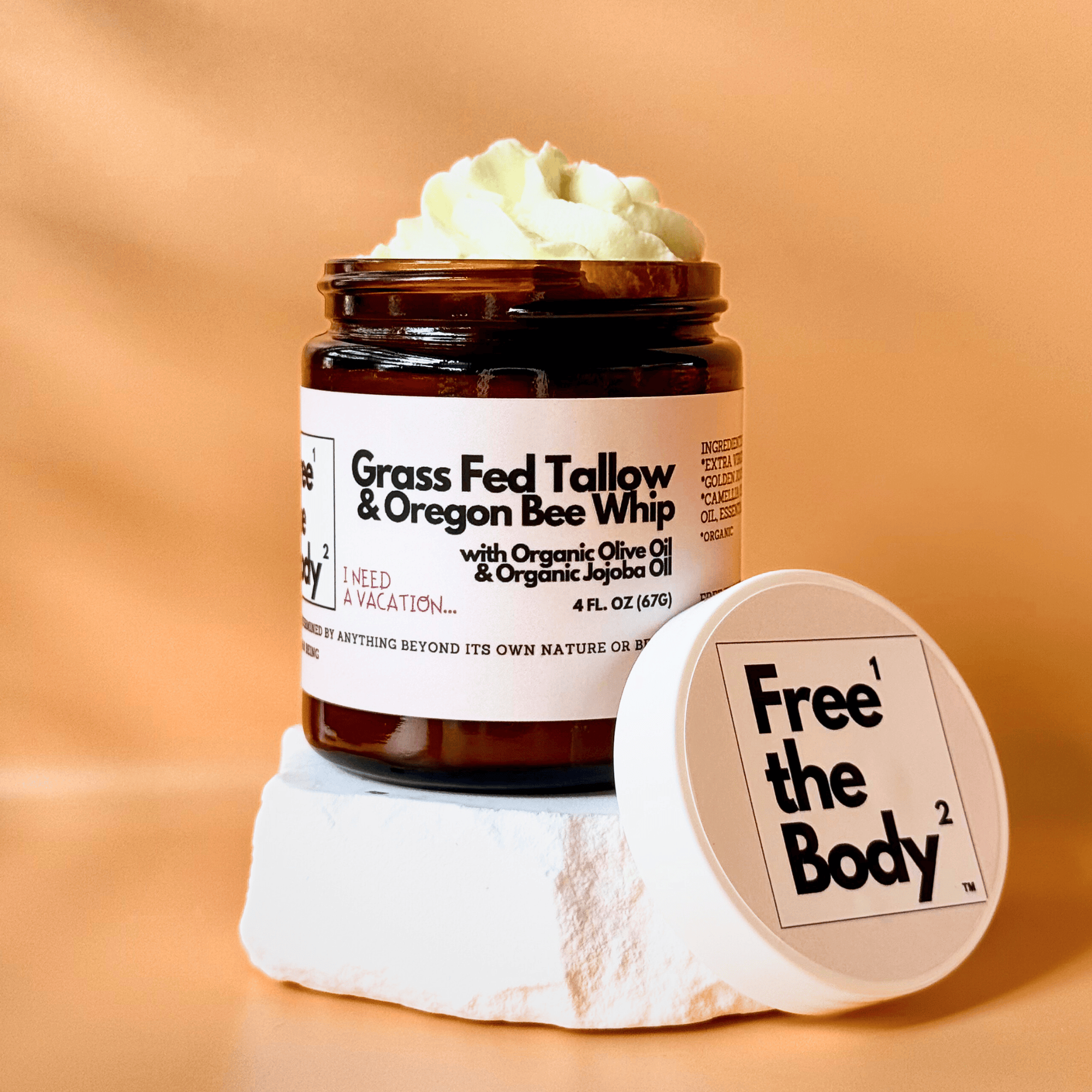 Free the Body Co. Moisturizers I Need a Vacation Grass Fed Tallow and Oregon Bee Whipped Balm - Bare - 4 oz