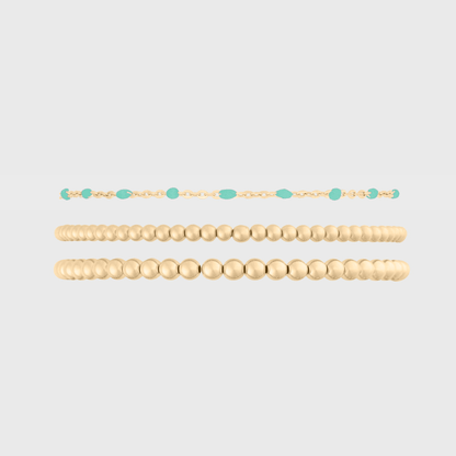 Turquoise Daisy + Juno Bracelet Triple Stack