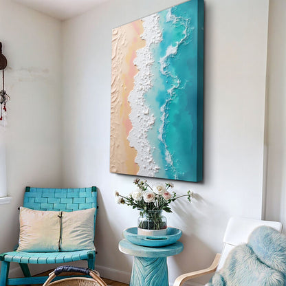 Tailored Canvases Canvas 3D Minimalist Pink and Blue Ocean Wall Art