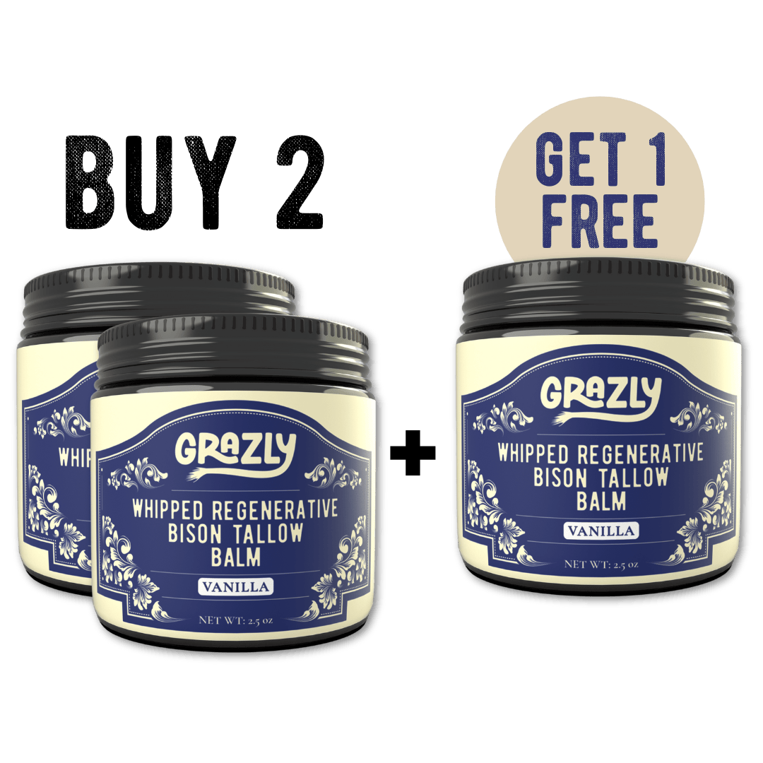 Grazly Vanilla / Buy 2 Get 1 Free Whipped Bison Tallow &amp; Manuka Honey Moisturizing Balm