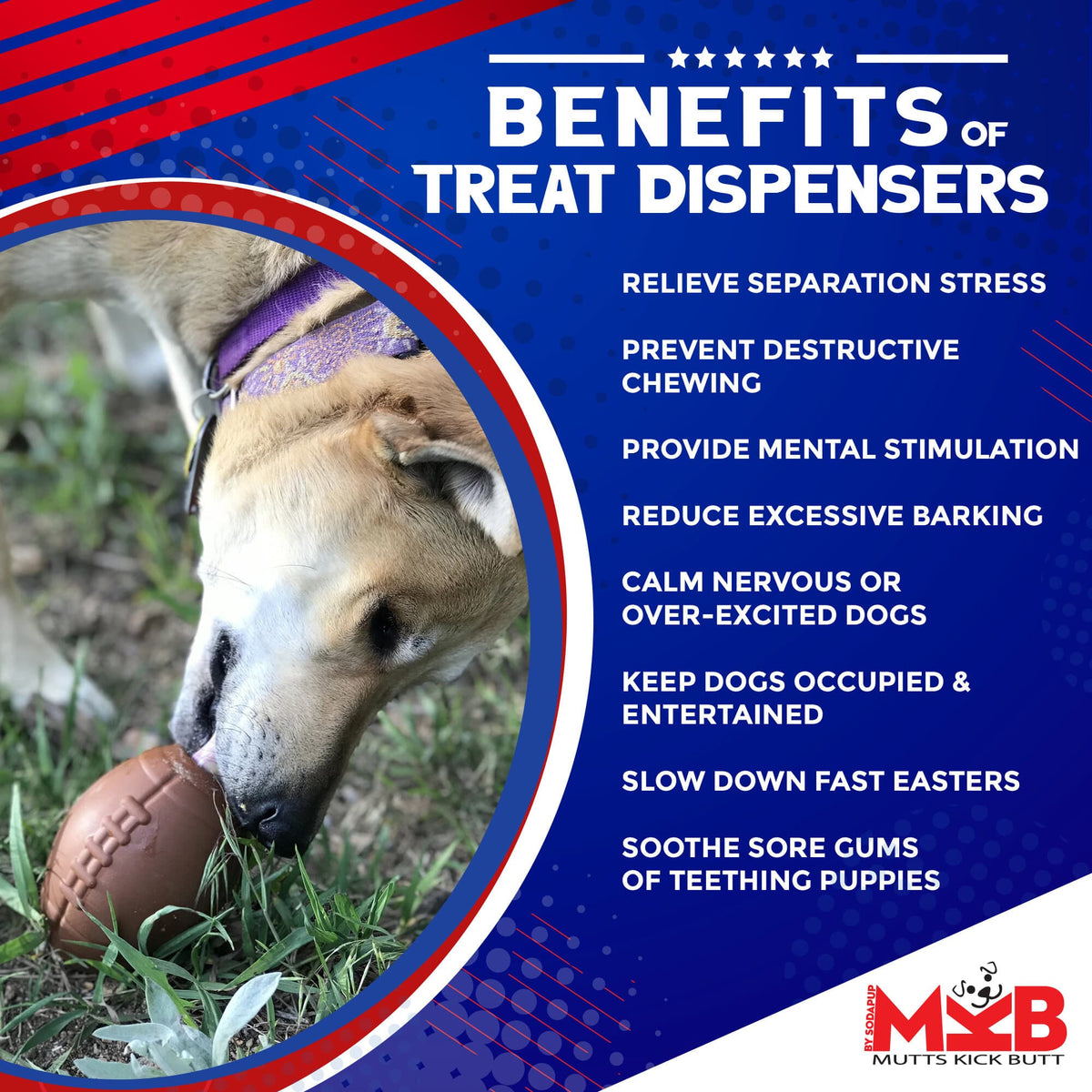 Football Dog Chew Toy &amp; Treat Dispenser - USA Made | SodaPup