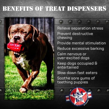 USA-K9 Grenade Rubber Dog Chew Toy | K9 Handler eDispenser Toy | Red &amp; Blue | USA Made