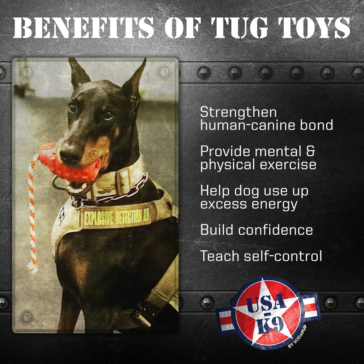 USA-K9 Grenade Shaped Rubber Dog Toy - Chew, Treat Dispenser &amp; Tug Toy | USA - Army Green