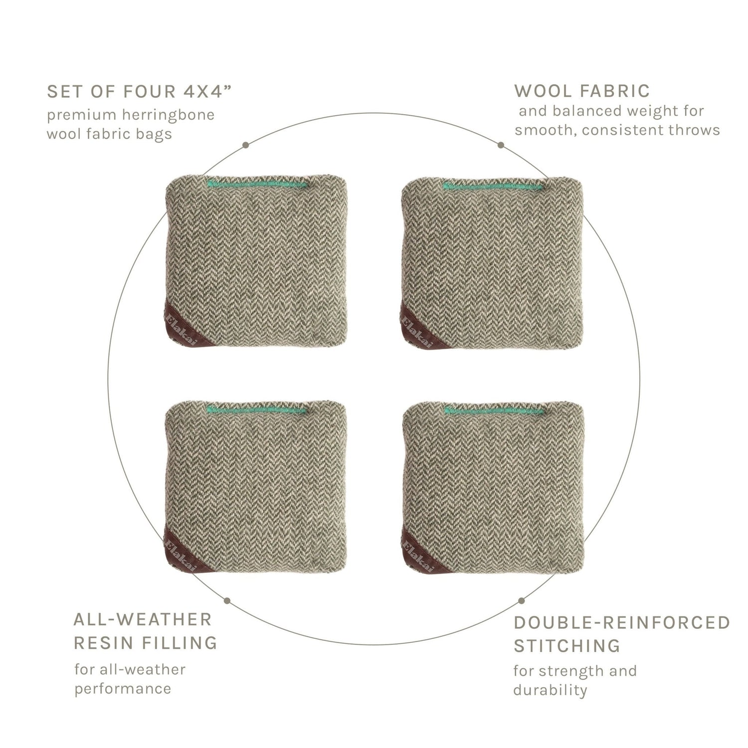 4-in Travel Herringbone Cornhole Bags | Premium All-Weather Collection
