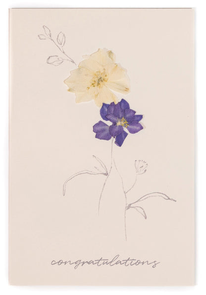 Congratulations - Larkspur Pressed Floral Stationery