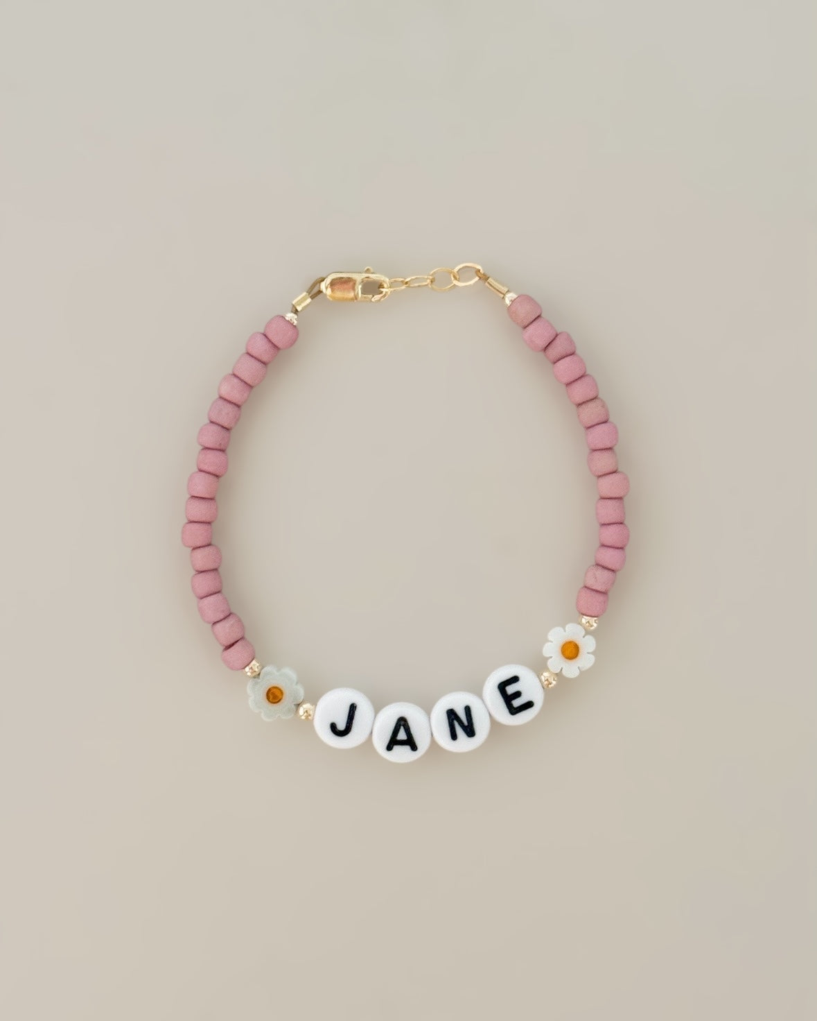 Pink Daisy Name Bracelet