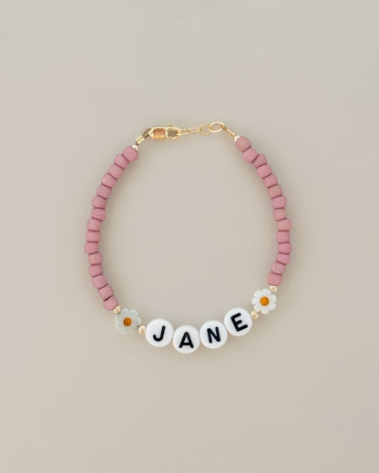Pink Daisy Name Bracelet