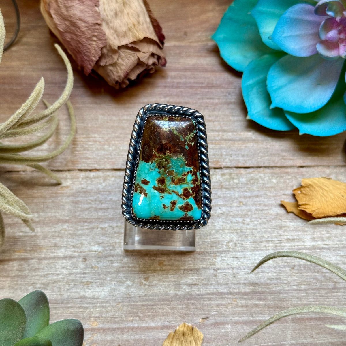 MJ Trapezoid Turquoise Sterling Silver Ring