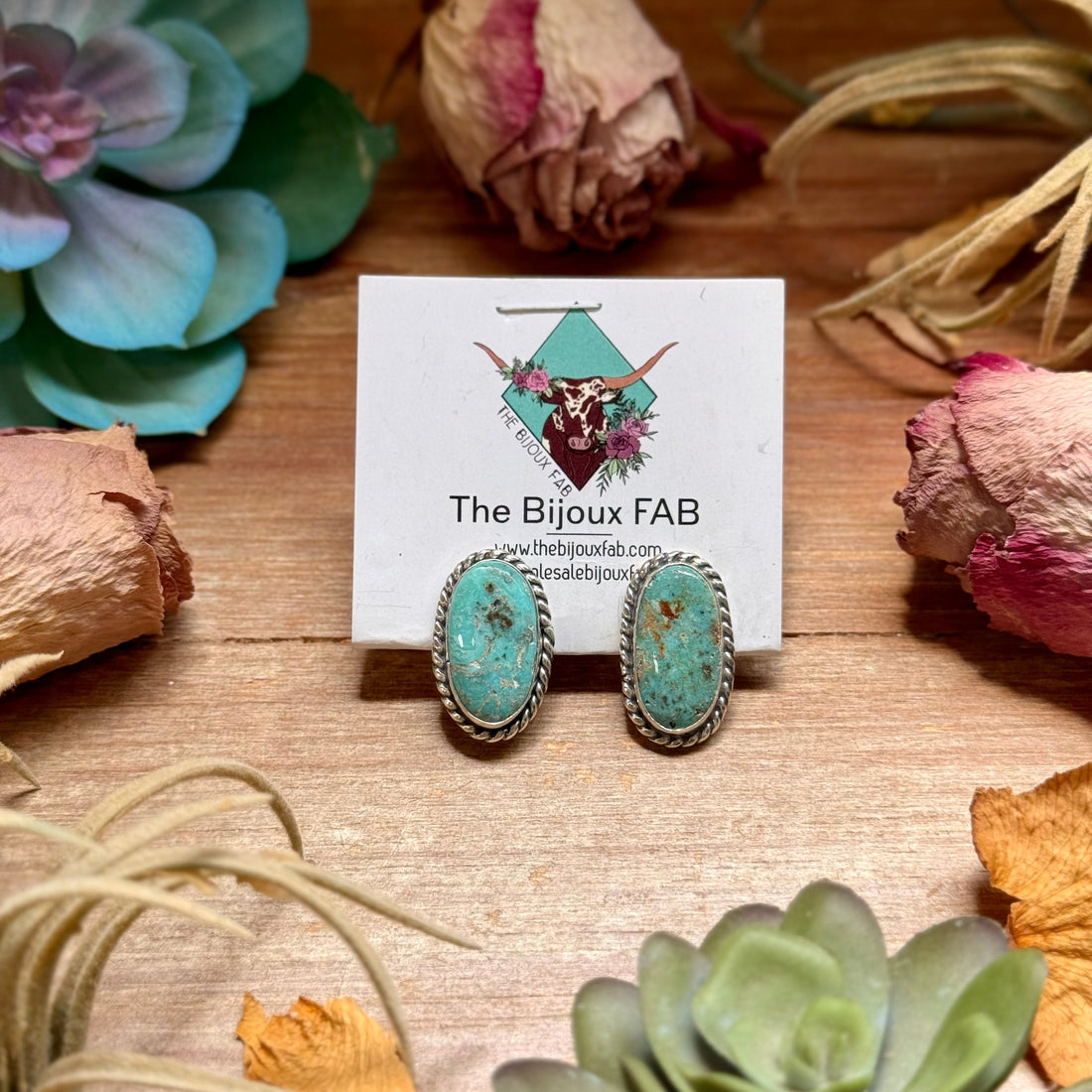 Cripple Creek Turquoise Stud Earrings by Jason Ogg