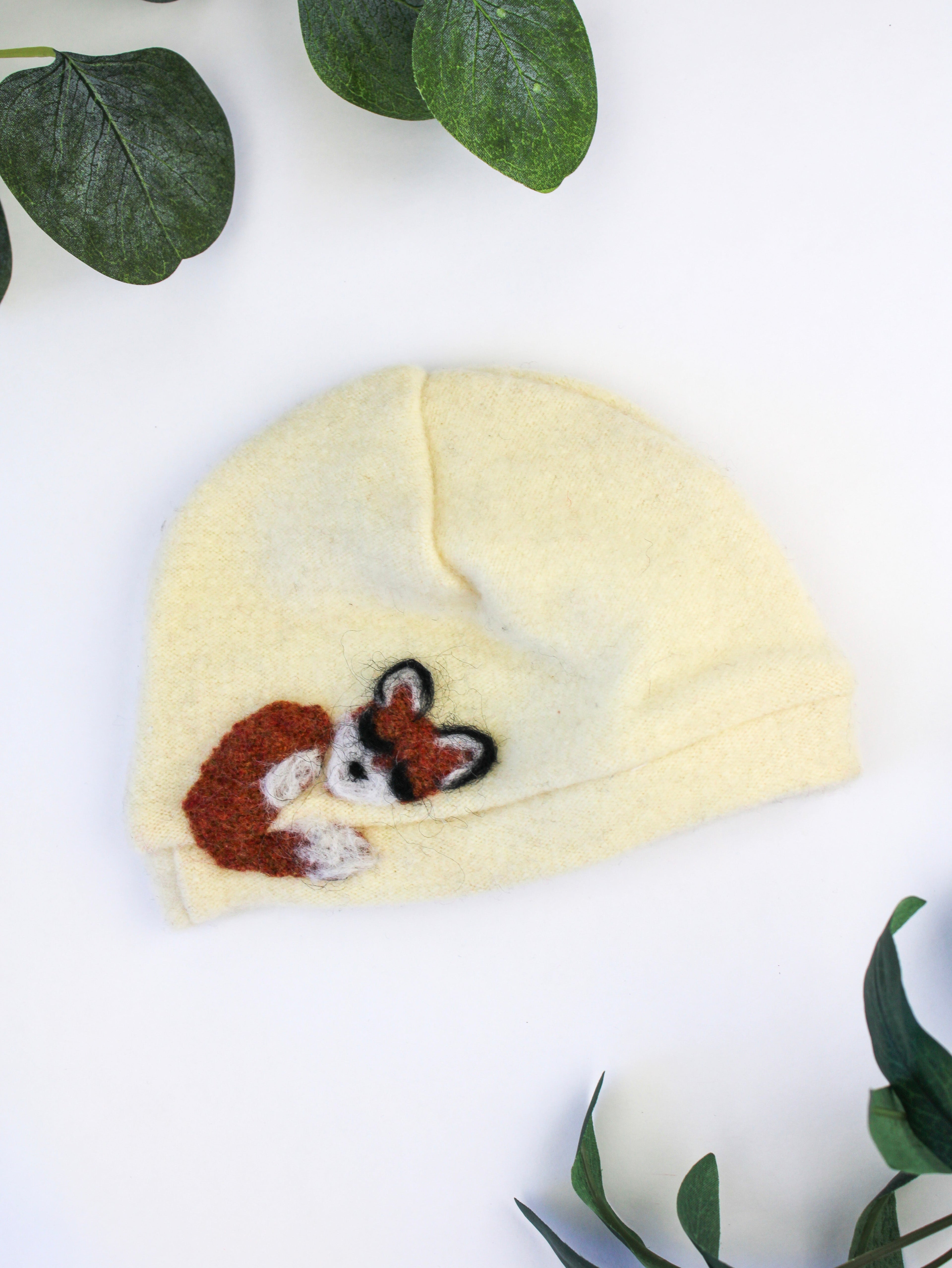 Sleeping Fox Cashmere Hat - Newborn - My American Goods
