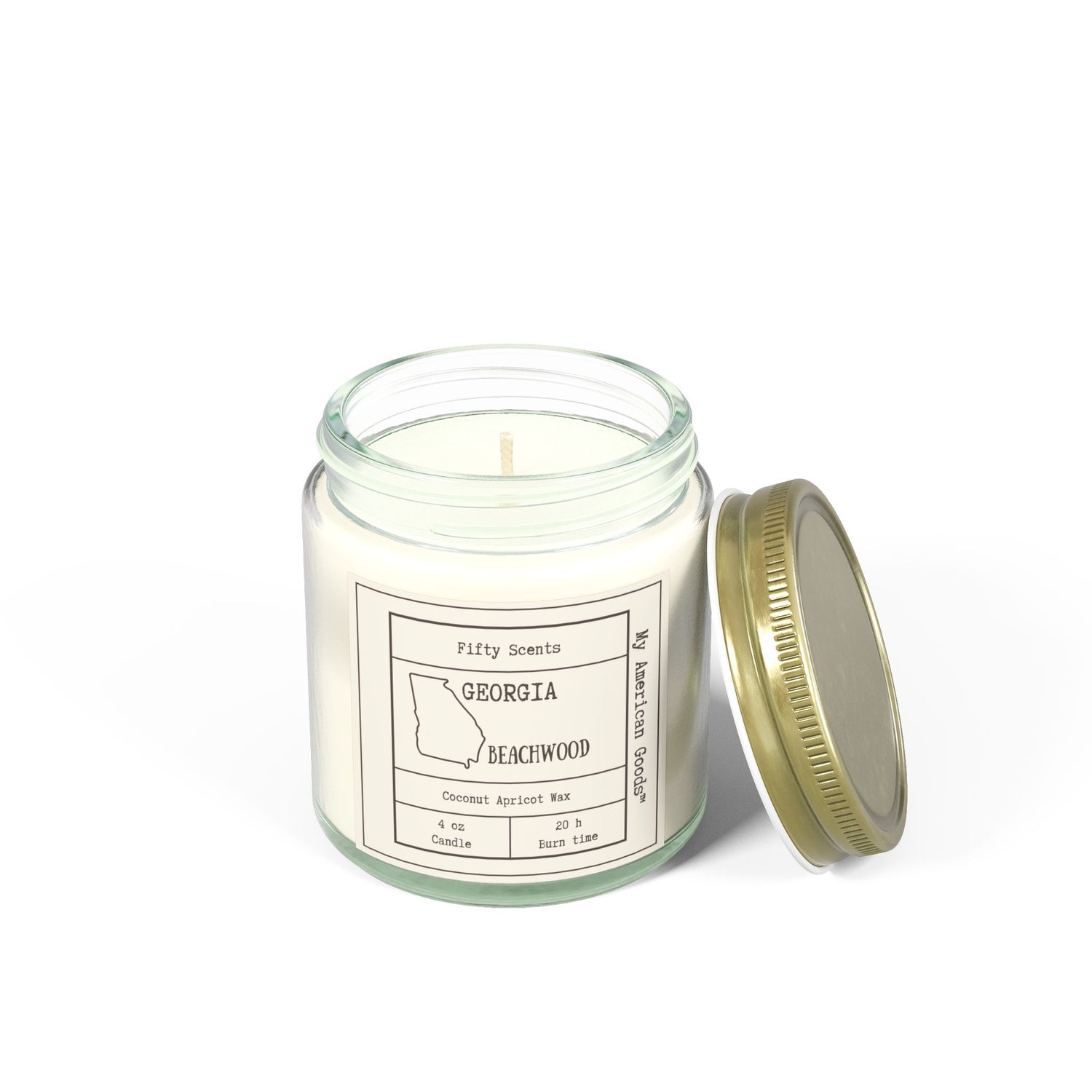 Georgia - Cozy Scented Candles - Coconut Apricot Wax - Beachwood Fragrance - My American Goods
