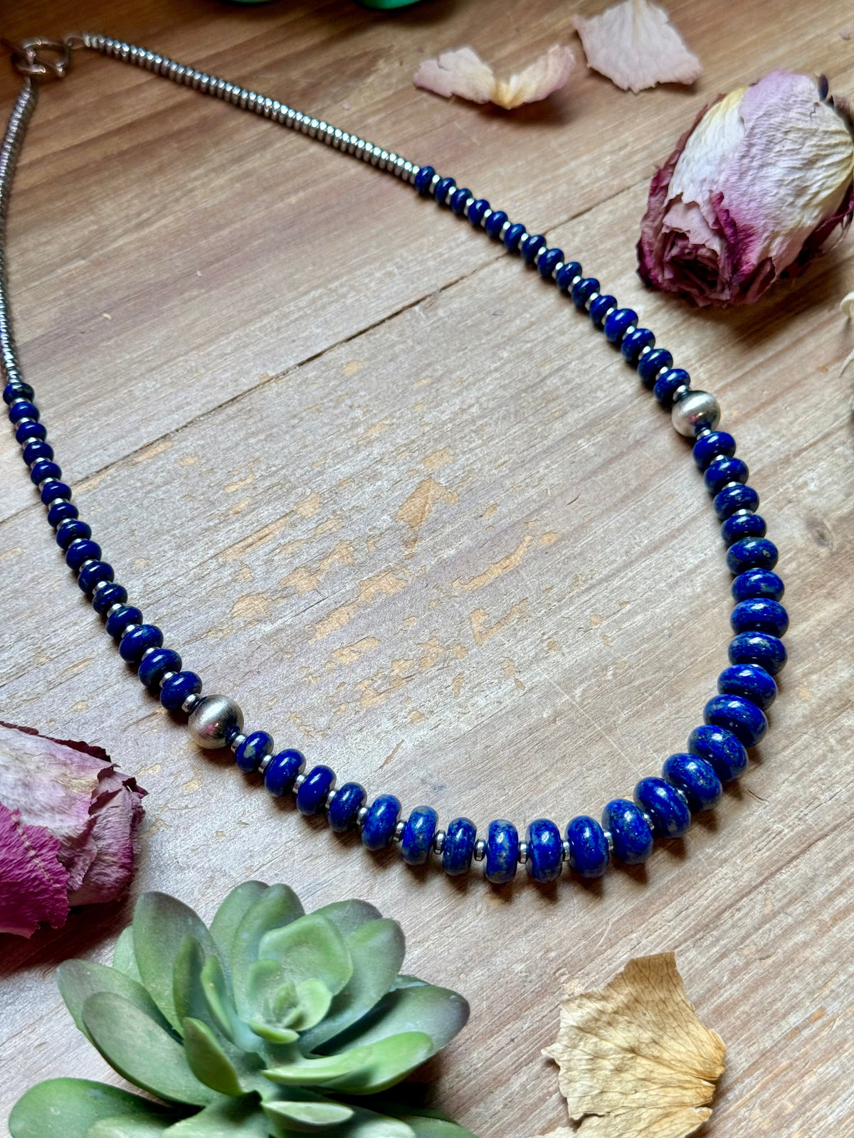 Lapis Rondelle &amp; Hematite Necklace – 22"