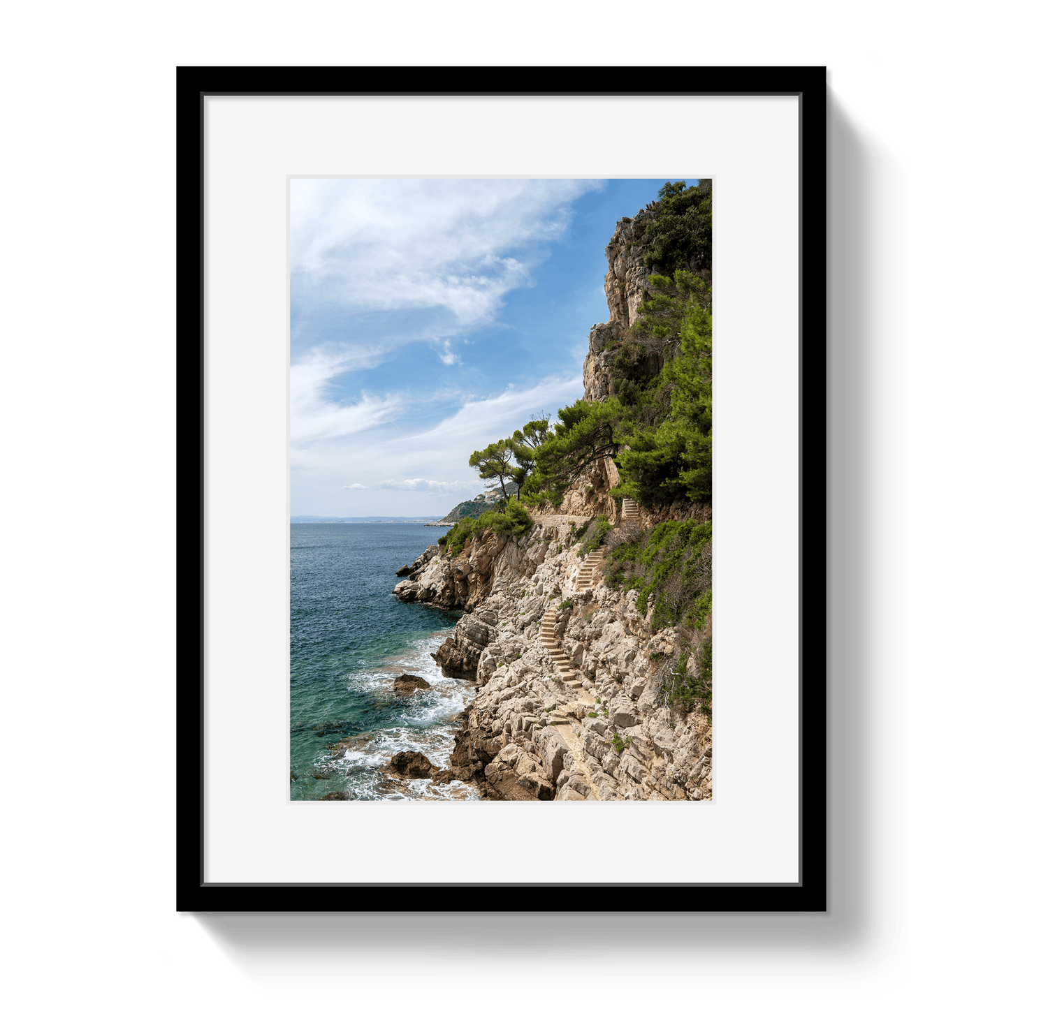 Johnny Vacay Black / 11x14 / Matte Mediterranean Staircase