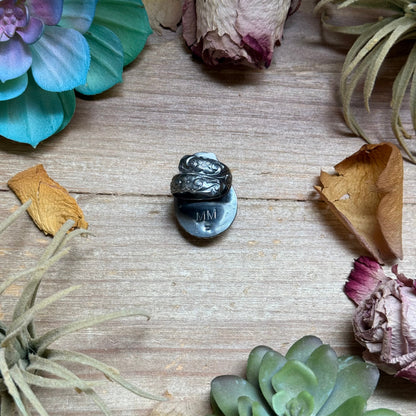 MJ Black Jack Teardrop Sterling Silver Ring