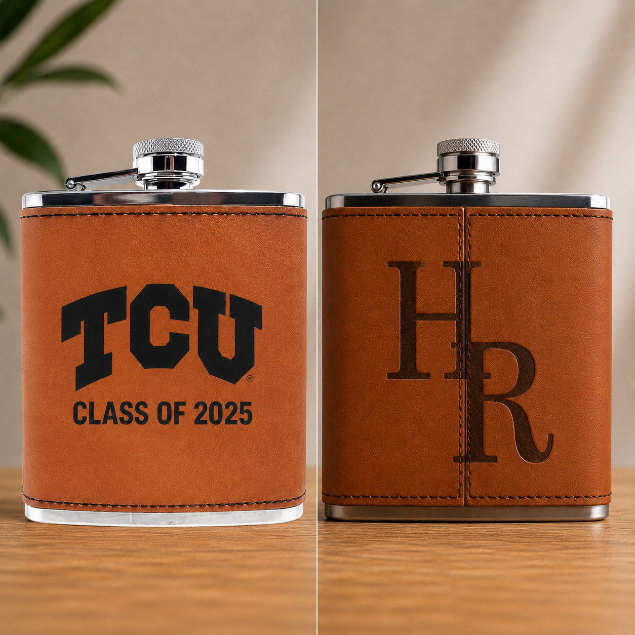 Texas Christian University (TCU) Leather Flask