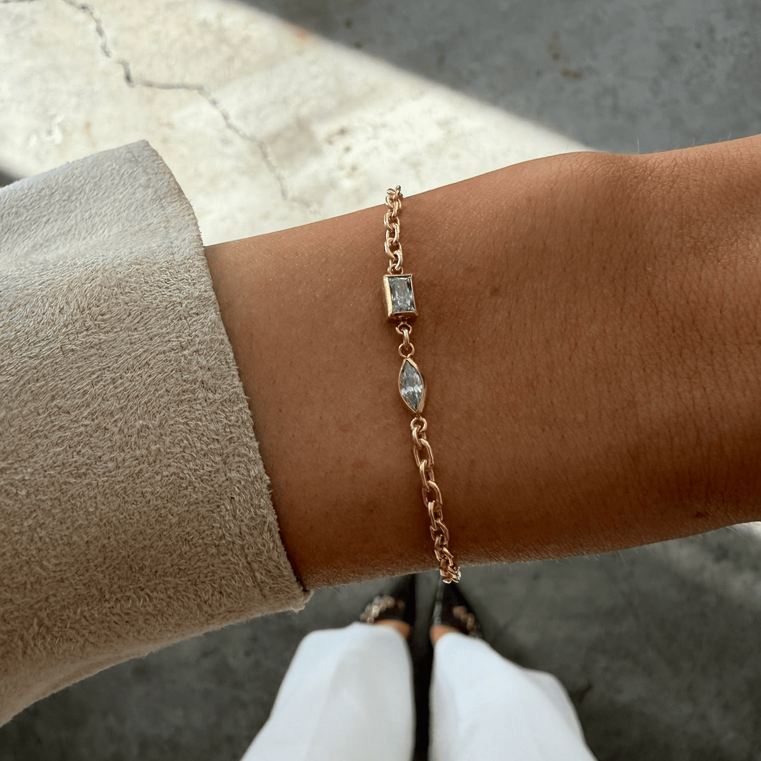Cuffed by Nano LLC two stone bracelet