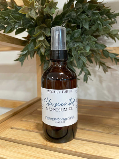Woodsy Earth Magnesium Oil Unscented Magnesium Oil Spray | Pure Topical Magnesium – Lavender or Unscented